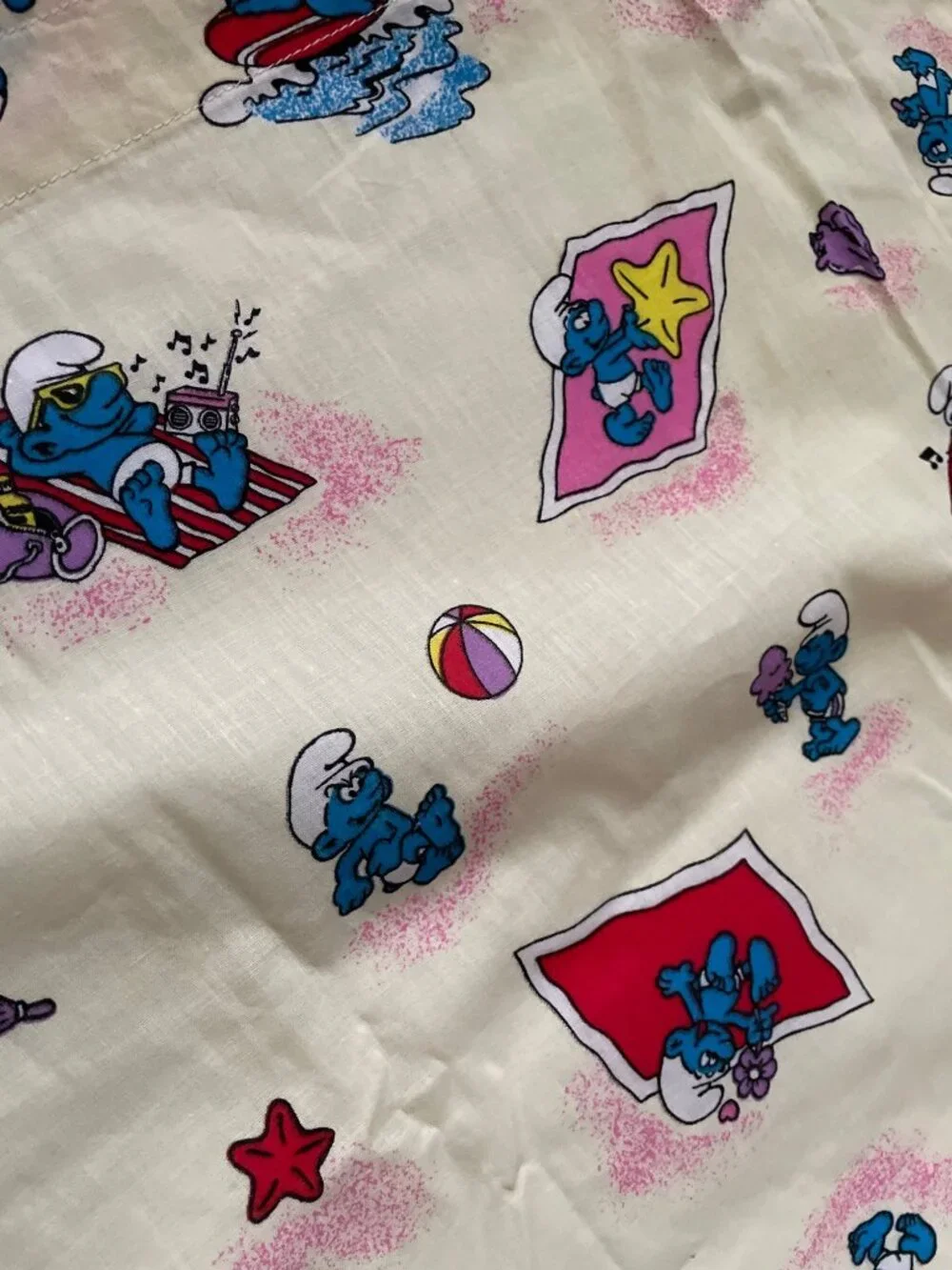 Vintage 1981 Smurfs Curtain Set By Wallace Berrie 45